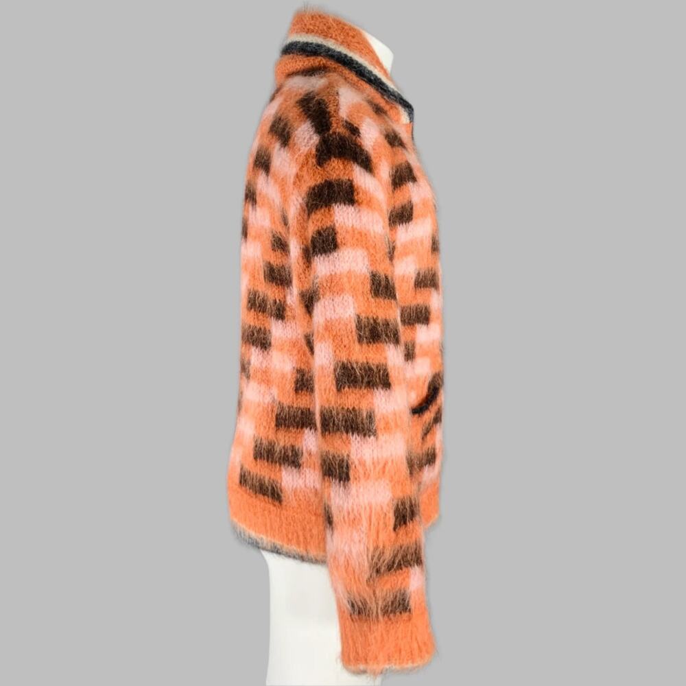 Marni Size S/M Orange Black Fuzzy Wuzzy Mohair Ca… - image 3